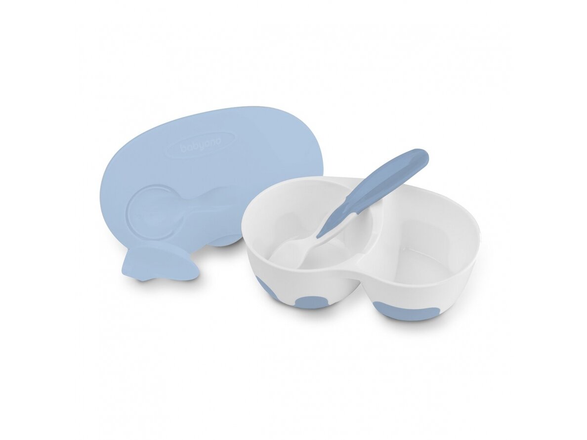 Two-chamber baby bowl with spoon 1067/01, blue 2