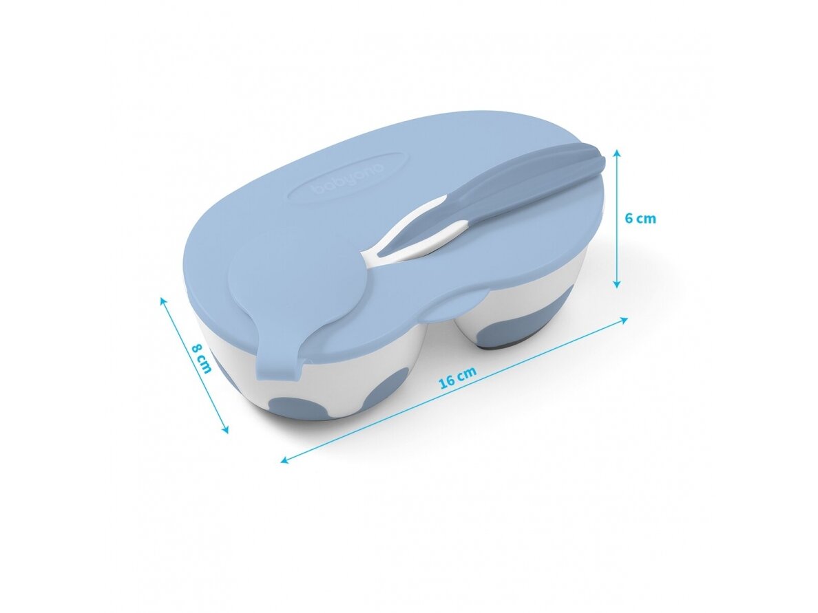 Two-chamber baby bowl with spoon 1067/01, blue 5