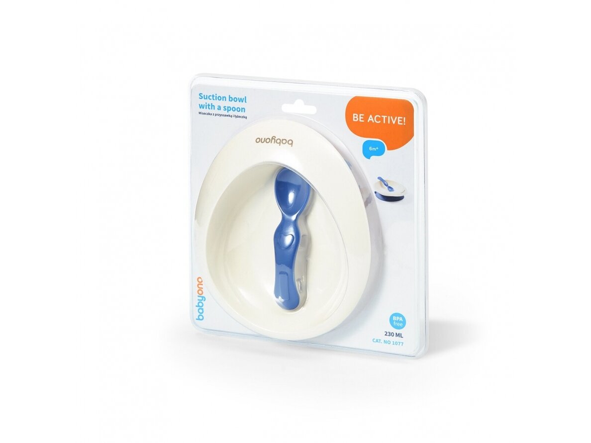 Baby suction bowl with spoon, blue, 1077 2 Baby suction bowl with spoon, blue, 1077 2