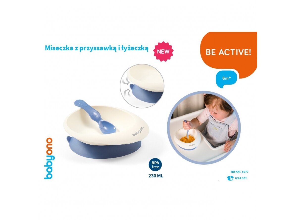 Baby suction bowl with spoon, blue, 1077 7