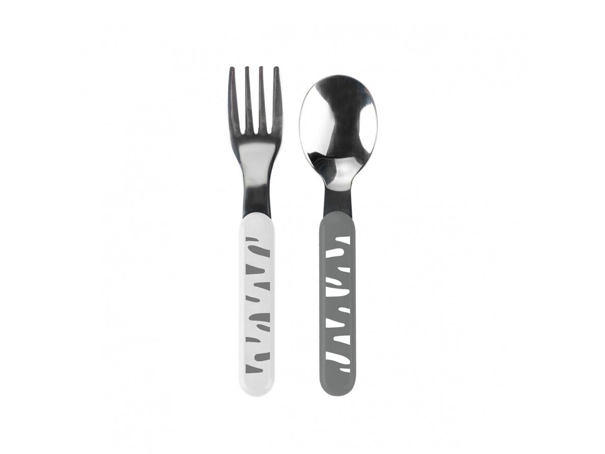Stainless steel baby spoon and fork, grey, 1065/01 Stainless steel baby spoon and fork, grey, 1065/01