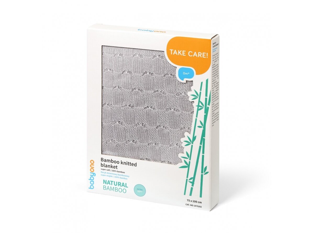 Babyono bamboo knitted blanket grey 1479/02 1