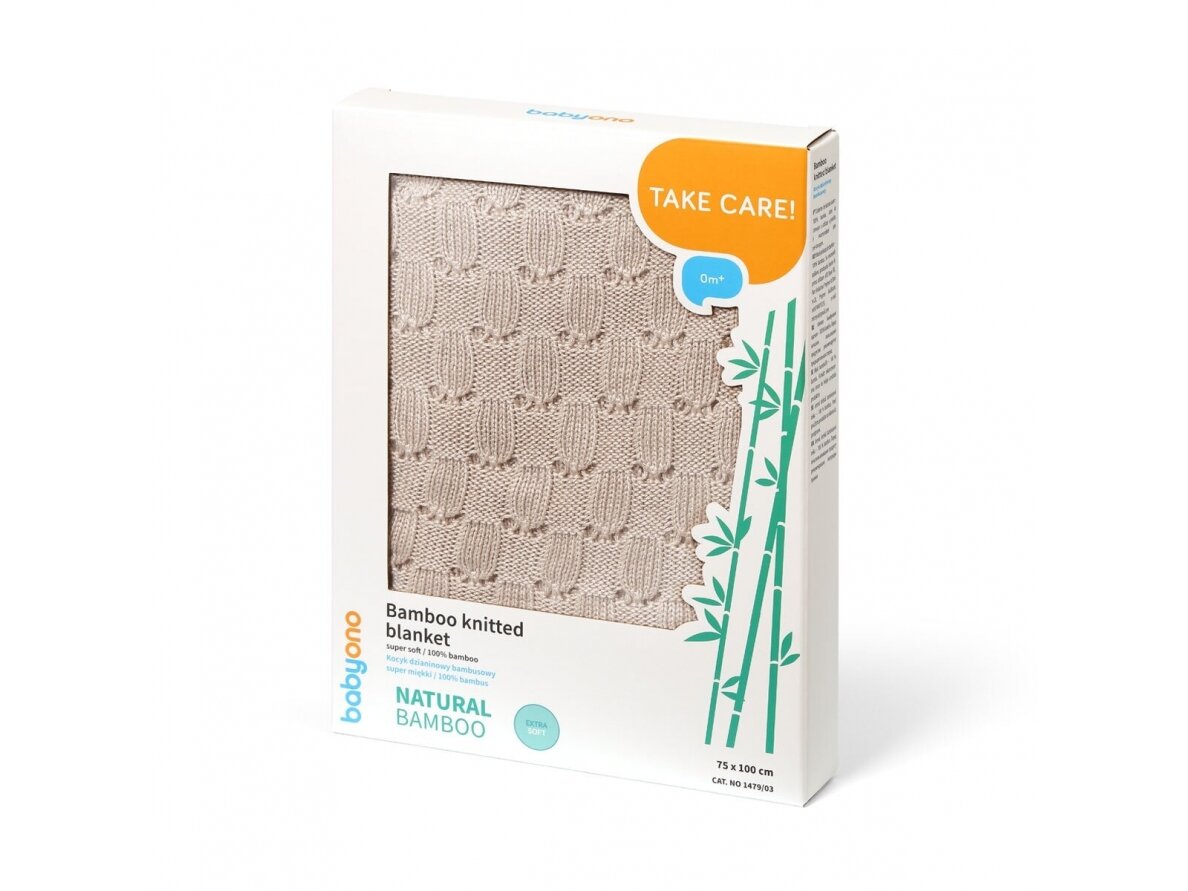 Babyono bamboo knitted blanket beige 1479/03 1