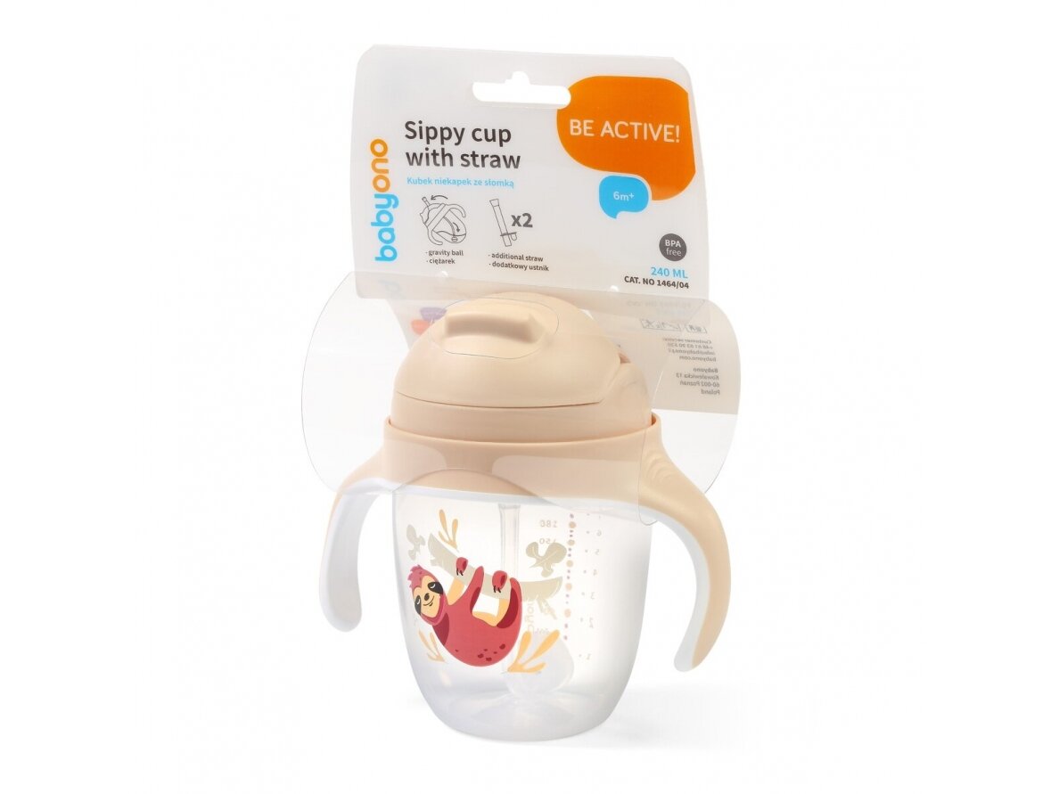Babyono sippy cup with weighted straw brown 1464/04 8 Babyono sippy cup with weighted straw brown 1464/04 8