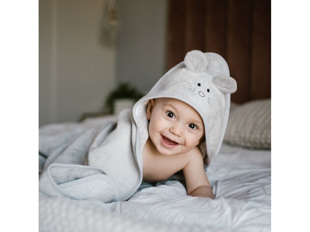 Babyono bamboo hooded towel 100x100 cm grey 1553/03 4 Babyono bamboo hooded towel 100x100 cm grey 1553/03 4
