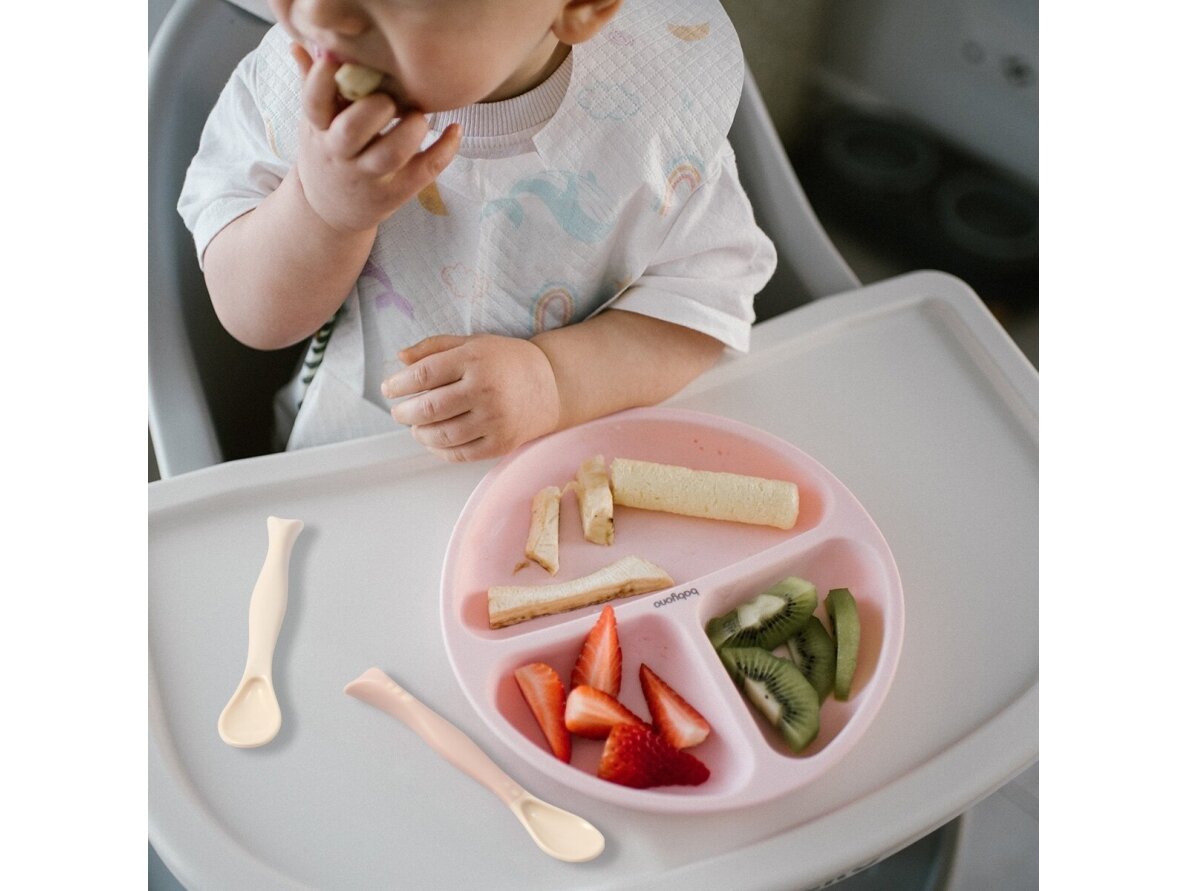 BabyOno plastic spoons for babies 2 pcs beige pink 1066/06 4