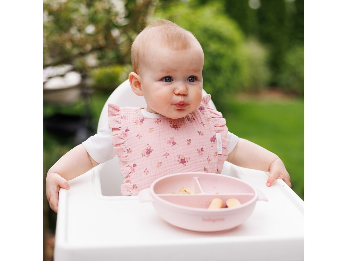 Babyono muslin bib ruffle pink 1724/02 5 Babyono muslin bib ruffle pink 1724/02 5