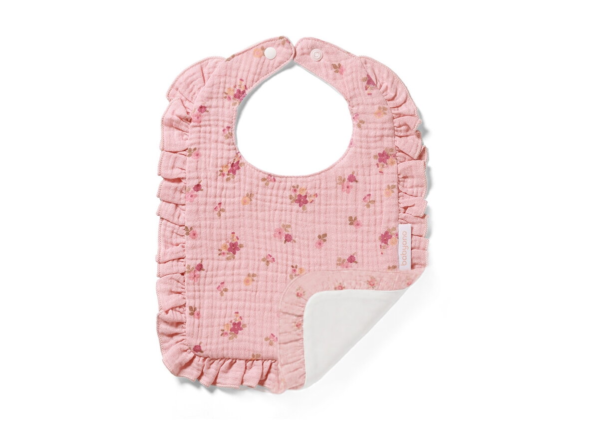 Babyono muslin bib ruffle pink 1724/02 1