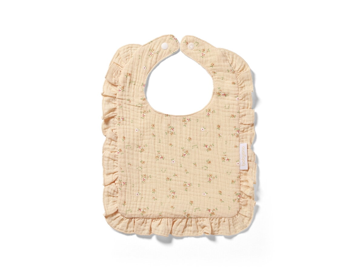 Babyono muslin bib ruffle beige 1724/02