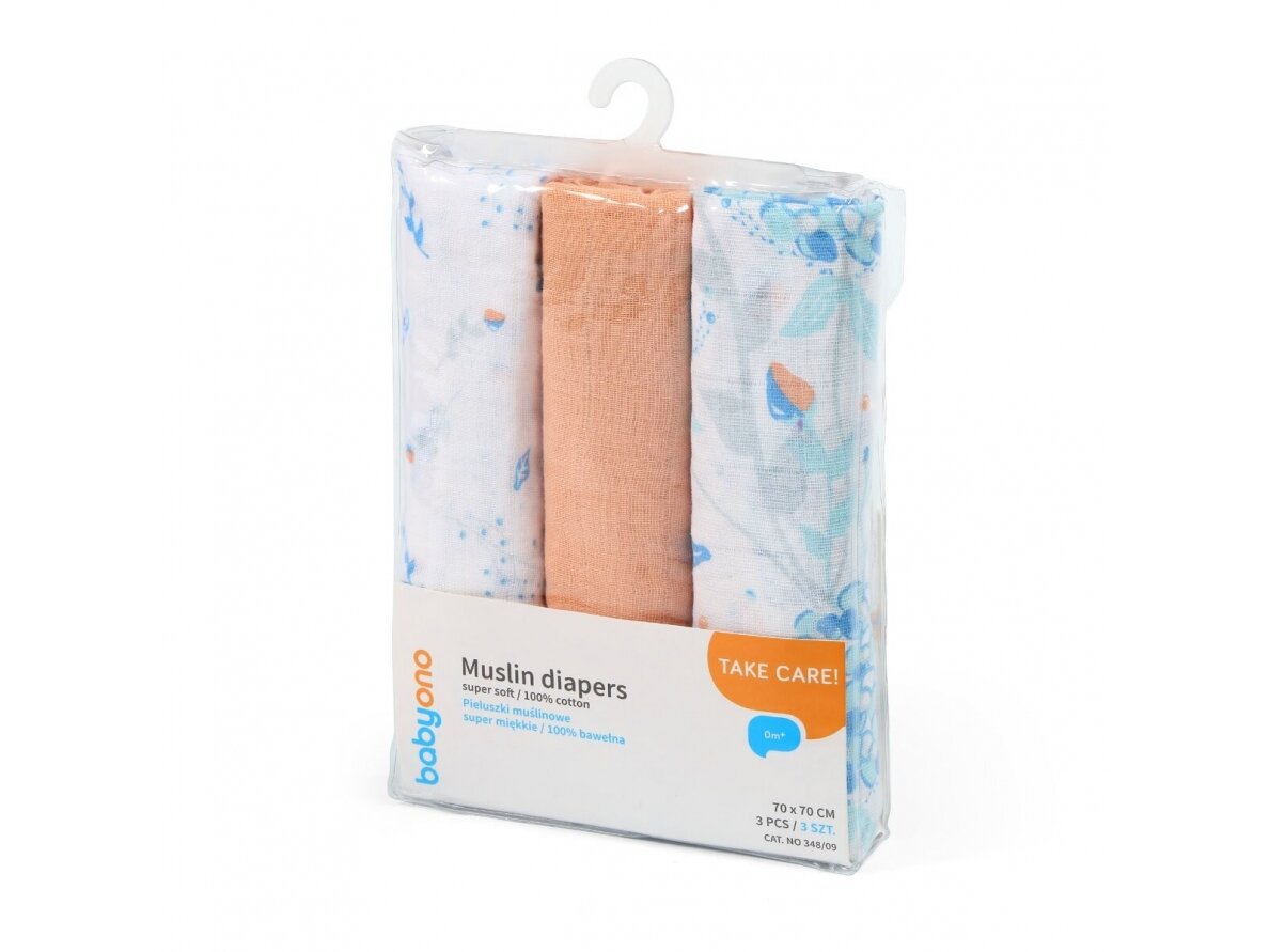 BabyOno muslin diapers, lorange, 348/07 BabyOno muslin diapers, lorange, 348/07