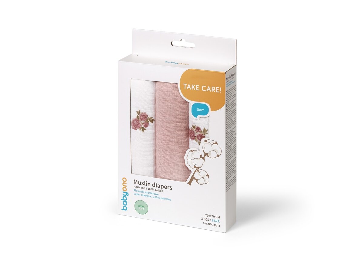 BabyOno muslin diapers pink 348/13 4