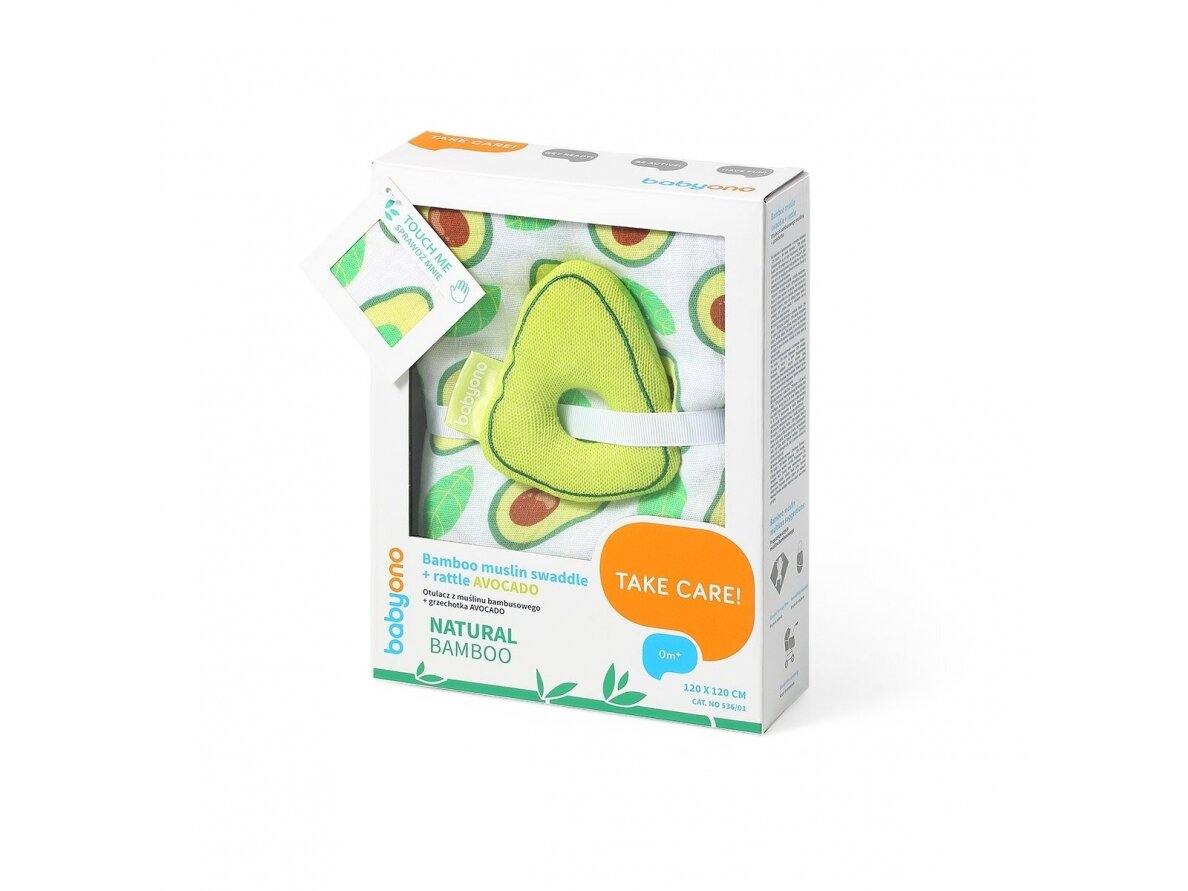 Bamboo muslin swaddle + rattle 536/01 2