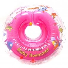 Baby Swimmer plaukimo ratas kūdikiams ant kaklo be barškučio 6-36 kg., rožinis