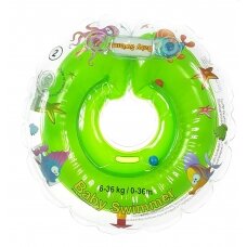 Baby Swimmer plaukimo ratas kūdikiams ant kaklo be barškučio 6-36 kg., žalias