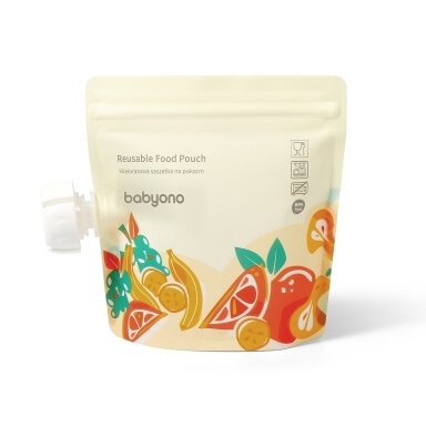 BabyOno daugkartiniai maišeliai maisteliui užspaudžiami 5 vnt 150ml 1467 BabyOno daugkartiniai maišeliai maisteliui užspaudžiami 5 vnt 150ml 1467