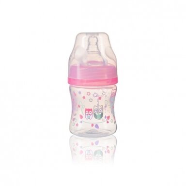 BabyOno dieglių nesukeliantis plataus kaklelio buteliukas 120 ml nuo 0 mėn rožinis 402/02