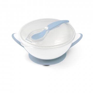 BabyOno lėkštė limpančiu dugnu + šaukštelis Nuo 6+ mėn., mėlyna, 1063/05 BabyOno lėkštė limpančiu dugnu + šaukštelis Nuo 6+ mėn., mėlyna, 1063/05