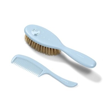 Babyono natūralių šerių plaukų šepetys šukutės mėlynas 567/04 Babyono natūralių šerių plaukų šepetys šukutės mėlynas 567/04