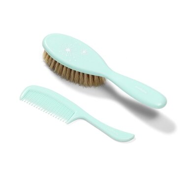 Babyono natūralių šerių plaukų šepetys šukutės mėtinis 567/03 Babyono natūralių šerių plaukų šepetys šukutės mėtinis 567/03