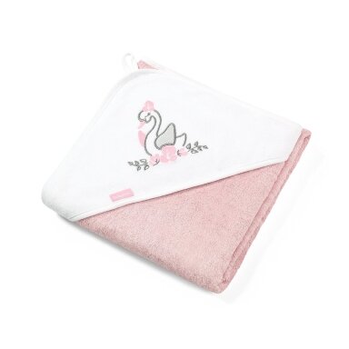 BabyOno rankšluostis su gobtuvu bambukinis 85x85 rožinis, gulbė, 343/04 BabyOno rankšluostis su gobtuvu bambukinis 85x85 rožinis, gulbė, 343/04