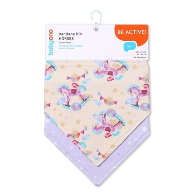 BabyOno seilinukas-šalikas 2 vnt., arkliukai, 879/15 BabyOno seilinukas-šalikas 2 vnt., arkliukai, 879/15