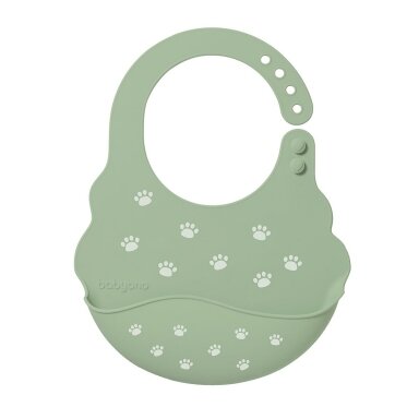BabyOno seilinukas silikoninis, žalias, pėdsakai, 829/06 BabyOno seilinukas silikoninis, žalias, pėdsakai, 829/06