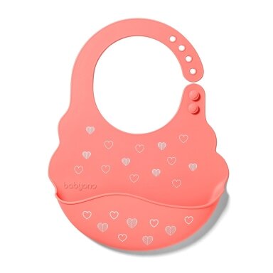 BabyOno seilinukas silikoninis, rožinis, širdelės, 829/04 BabyOno seilinukas silikoninis, rožinis, širdelės, 829/04