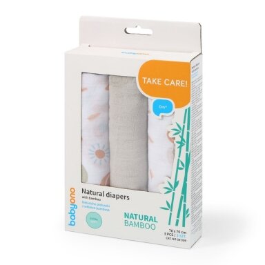 BabyOno vystyklai bambukiniai 3 vnt, pilki 397/09 BabyOno vystyklai bambukiniai 3 vnt, pilki 397/09