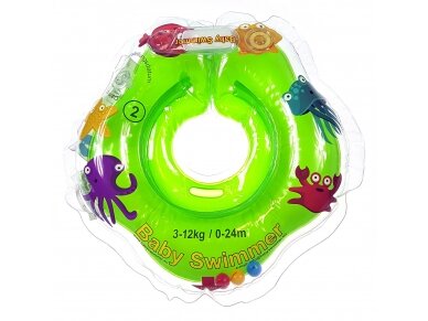 Baby Swimmer Inflatable neck ring for bathing newborns without rattles, 3-12 kg., green Baby Swimmer Inflatable neck ring for bathing newborns without rattles, 3-12 kg., green