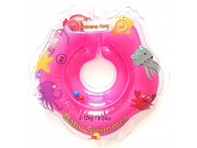 Baby Swimmer Inflatable neck ring for bathing newborns without rattles, 3-12kg., pink