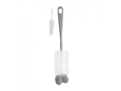 BabyOno Baby bottles and teats brush with mini brush & sponge tip, grey, 720/03 BabyOno Baby bottles and teats brush with mini brush & sponge tip, grey, 720/03