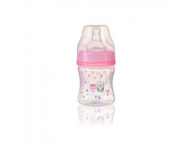 Anti colic wide neck plastic bottle, 120 ml pink 402/02