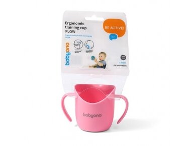 Babyono Ergonomic training cup pink FLOW 1463/04 2 Babyono Ergonomic training cup pink FLOW 1463/04 2