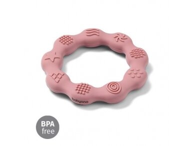 Babyono Silicone teether RING pink 825/02 2 Babyono Silicone teether RING pink 825/02 2
