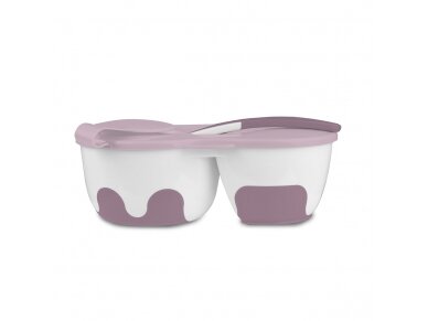Two-chamber baby bowl with spoon 1067/02, pink 1 Two-chamber baby bowl with spoon 1067/02, pink 1