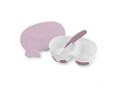 Two-chamber baby bowl with spoon 1067/02, pink 2