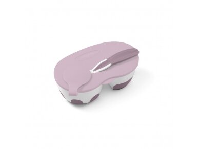 Two-chamber baby bowl with spoon 1067/02, pink Two-chamber baby bowl with spoon 1067/02, pink