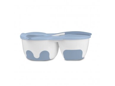 Two-chamber baby bowl with spoon 1067/01, blue 1 Two-chamber baby bowl with spoon 1067/01, blue 1