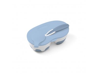 Two-chamber baby bowl with spoon 1067/01, blue
