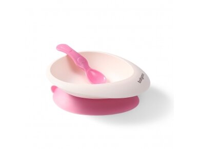 Baby suction bowl with spoon, pink, 1077/02 Baby suction bowl with spoon, pink, 1077/02