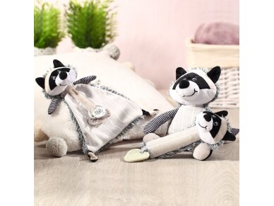 Cuddly toy with pacifier holder RACOON ROCKY 2