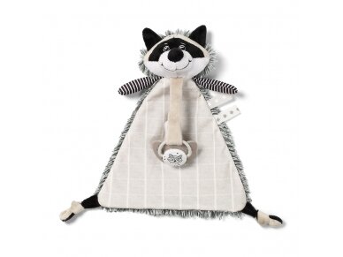 Cuddly toy with pacifier holder RACOON ROCKY
