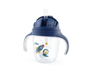 Sippy cup with weighted straw, blue