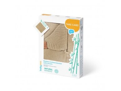 Bamboo knitted blanket with tassels, braun, 546/02 1