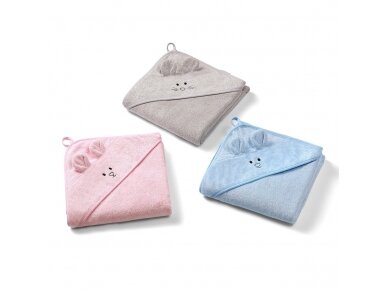 Babyono bamboo hooded towel 100x100 cm grey 1553/03 3 Babyono bamboo hooded towel 100x100 cm grey 1553/03 3