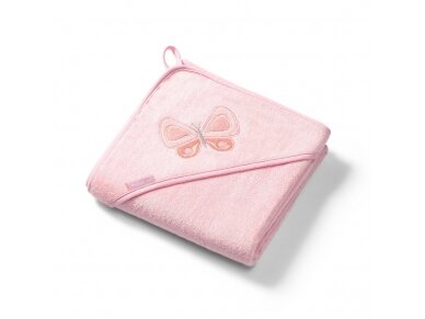 Babyono bamboo hooded towel pink NATURAL BAMBOO 100X100 Babyono bamboo hooded towel pink NATURAL BAMBOO 100X100