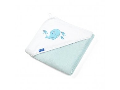 Bamboo hooded towel 85 x 85, blue, whale