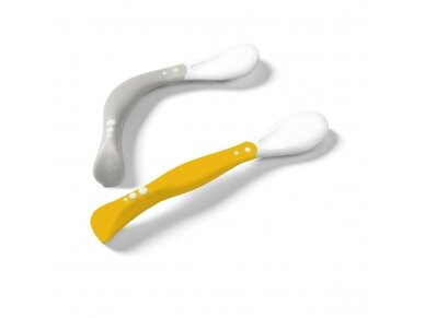 BabyOno plastic spoons for babies 2 pcs. grey-yellow, 1066/05 1