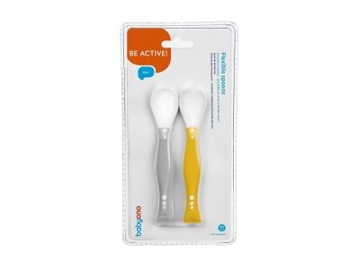 BabyOno plastic spoons for babies 2 pcs. grey-yellow, 1066/05 2