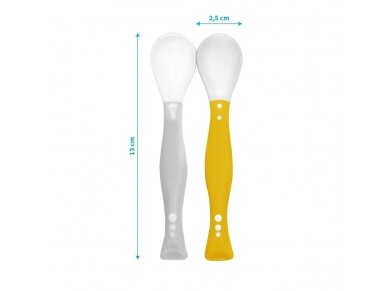 BabyOno plastic spoons for babies 2 pcs. grey-yellow, 1066/05 3